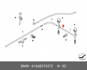 61668374372 T-образный элемент ! \BMW 1' E81, E82, E87, LCI, E88, 3' E46, E90, E 61 66 8 374 372 BMW