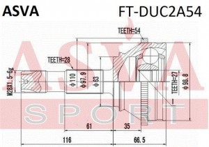 ШРУС НАРУЖНЫЙ 27х63х28  FTDUC2A54 FT-DUC2A54 ASVA