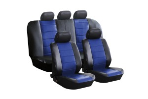 Авточехлы универсальные экокожа черно-синие Style KRAFT KT835624 KRAFT