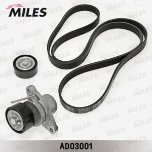 Комплект ремня приводного RENAULT LOGAN 1.6i 10- c ГУР и кондиционером AD03001 AD03001 MILES