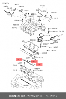 Прокладка впускного коллектора 292153C100 HYUNDAI KIA
