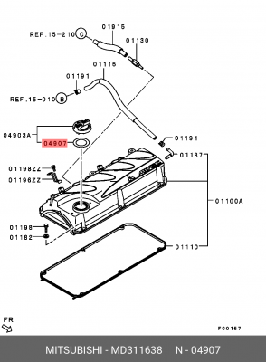 Кольцо уплотнительное MITSUBISHI Colt,Lancer крышки горловины масляной OE MD311638 MITSUBISHI