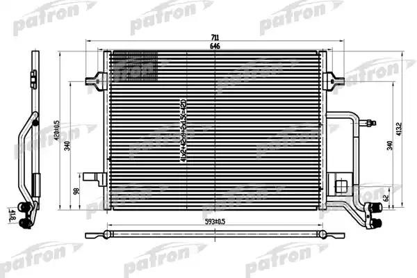 Радиатор кондиционера AUDI A6 (97-05) PATRON PRS1101 PATRON