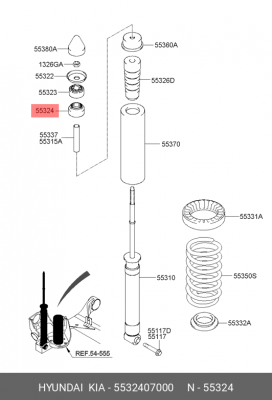 втулка амортизатора заднего нижняя!\ Hyundai Getz 02> 5532407000 HYUNDAI