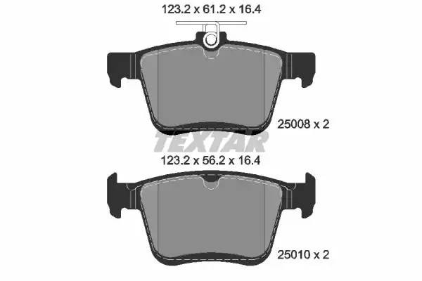 Колодки тормозные VW Golf 7 AUDI A3 (12-),TT (14-) задние (4шт.) TEXTAR 2500801 TEXTAR
