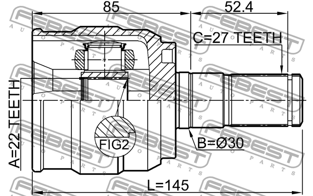 ШРУС внутренний HYUNDAI Accent (00-10) левый FEBEST 1211-I30ATLH FEBEST