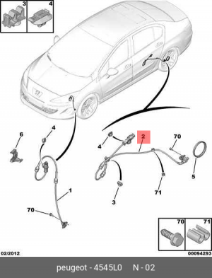 датчик ABS задний!\ Peugeot 307/308, Citroen C4/DS4 04> 4545 L0 CITROEN PEUGEOT