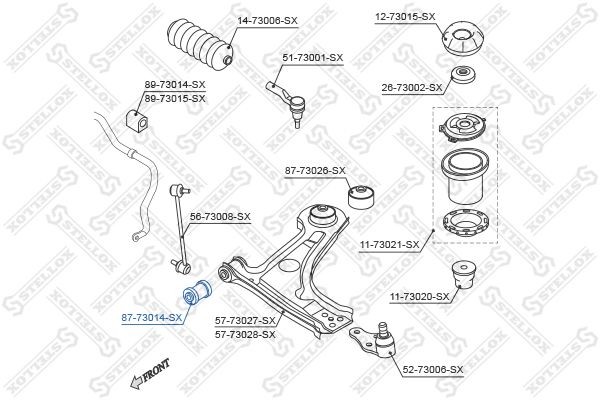 сайлентблок рычага пер.!\ Daewoo Tacuma/Rezzo 99>/Lacetti 04> 87-73014-SX STELLOX