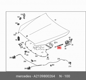 Амортизатор MERCEDES C (W205) капота OE A2139800264 MERCEDES BENZ