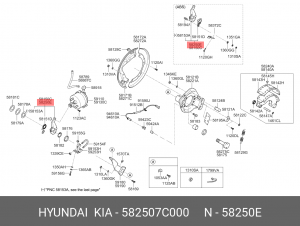 Рычаг тормоза регулировочный HYUNDAI HD270,370,500 передний правый OE 582507C000 HYUNDAI KIA