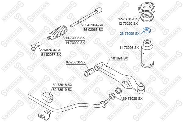 873 1605 [96528088] !подшипник опоры аморт.\ Daewoo Matiz 98> 26-73005-SX STELLOX