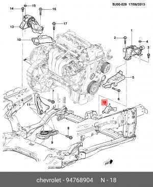 94768904 КРОНШТЕЙН ДВИГАТЕЛЯ 94768904 GENERAL MOTORS