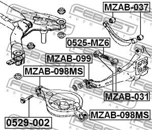 Болт с эксцентриком MAZDA 6 GG 2002-2008 0529-002 0529-002 FEBEST