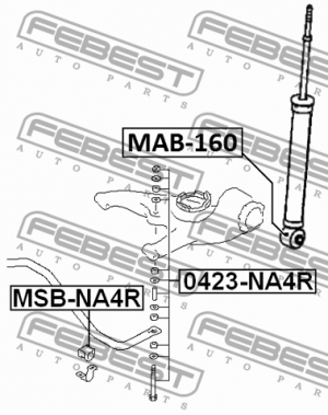 Сайлентблок задн амортизатора MITSUBISHI GRANDIS NA4W/NA8W 2003-2009 MAB-160 MAB160 FEBEST