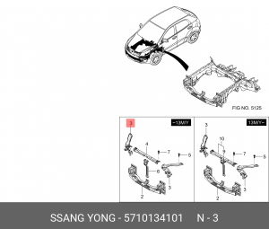 Рамка радиатора SSANGYONG Actyon (10-) боковая левая OE 5710134101 SSANG YONG