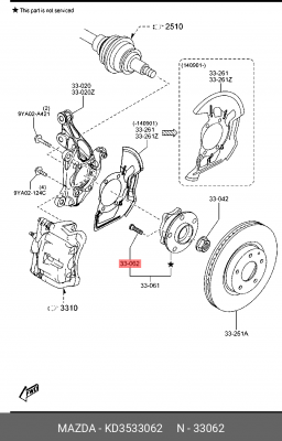 БОЛТ ТОРМОЗНОГО ДИСКА  KD3533062 KD3533062 MAZDA