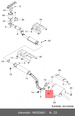 Крепеж DAEWOO Nexia CHEVROLET Lacetti (03-) глушителя OE 96553661 GENERAL MOTORS