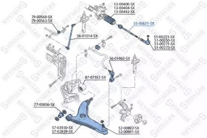 тяга рулевая! с г/у\ Audi A2 00> 55-05677-SX STELLOX