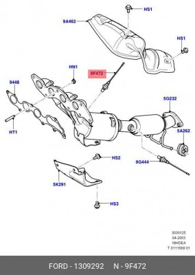 ДАТЧИК КИСЛОРОДНЫЙ/SENSOR HEGO 1309292 1309292 FORD