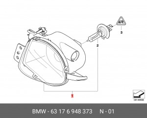 Фара противотуманная BMW 3 (E90) левая OE 63 17 6 948 373 BMW