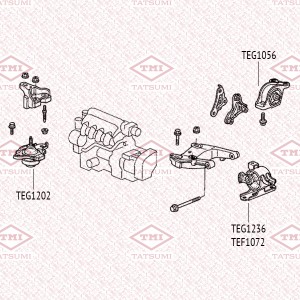опора двигателя левая!\ HONDA Jazz/Fit 01> TEG1236 TATSUMI