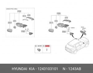 Винт самонарезающий HYUNDAI KIA обшивки салона OE 1243103101 HYUNDAI KIA