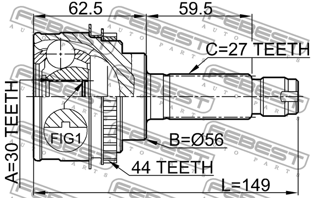 ШРУС внешний SUBARU IMPREZA G11 2000-2007 0810-026A44 0810-026A44 FEBEST