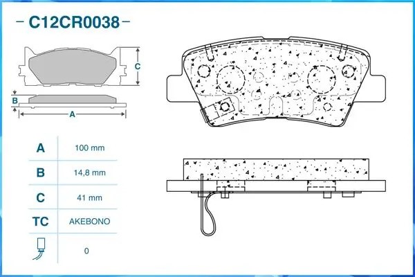 Тормозные колодки задние, Low Metallic C12CR0038 C12CR0038 CWORKS