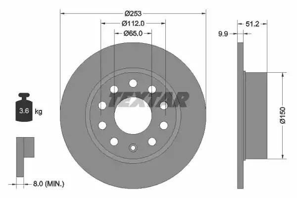 Диск тормозной VW Golf 5,6 AUDI A3 SKODA Octavia (1Z,5E),Yeti задний (1шт.) TEXT 92120903 TEXTAR
