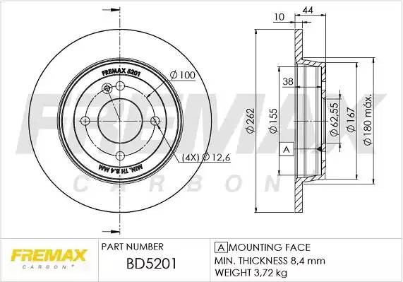 Диск тормозной FREMAX BD-5201 BD5201 FREMAX