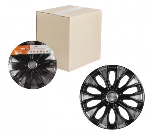 Колпаки колесные декоративные R14 серебро/черный/карбон "AIRLINE" Волтек Т (2 шт AWCC-14-18 AIRLINE