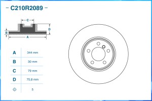 Тормозной диск передний C210R2089 C210R2089 CWORKS