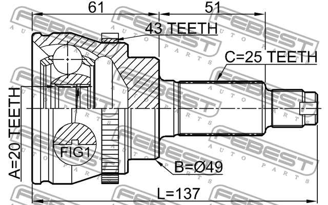 ШРУС наружный к-кт!\ Suzuki Ignis 00-08 0710RM413A43 FEBEST