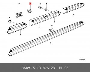 Клипса BMW 3 (E30) молдинга двери OE 51131876128 BMW