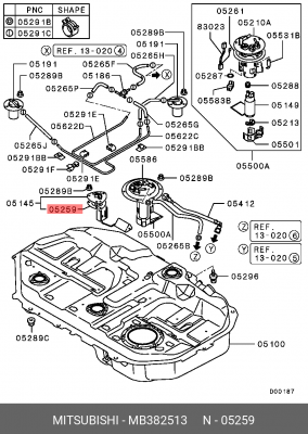 Прокладка MITSUBISHI Colt (88-04) датчика уровня топлива OE MB382513 MITSUBISHI