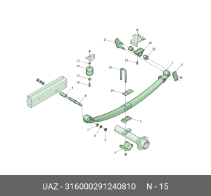 Стремянка УАЗ-315195,3163 рессоры задней L=165мм;М14х1.5мм (ОАО УАЗ) 316000291240810 UAZ UAZ