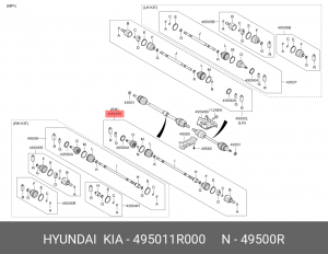 ПРИВОД КОЛЕСА В СБОРЕ 49501-1R000 49501-1R000 HYUNDAI KIA
