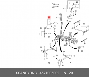 Стабилизатор SSANGYONG Korando задний OE 4571005002 SSANG YONG