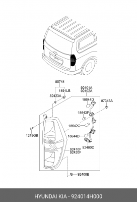 Фонарь задний HYUNDAI Starex H-1 (07-) левый OE 924014H000 HYUNDAI KIA