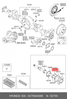 Шпилька колеса HYUNDAI Starex H-1 (02-) (4WD) заднего OE 527554A000 HYUNDAI KIA