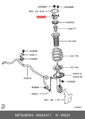 Опора переднего амортизатора Mitsubishi Outlander Gf0 2012.04- MITSUBISHI 4060A4 4060A417 MITSUBISHI