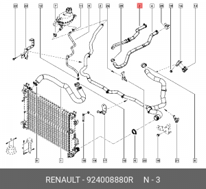 патрубок радиатора!\ Renault 924008880R RENAULT