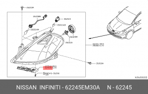 кронштейн фары! передней левой\ Nissan Tiida 07> 62245-EM30A NISSAN