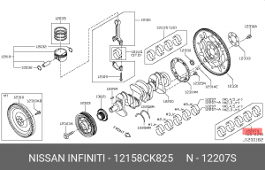 ВКЛАДЫШ (ПОДШИПНИК СКОЛЬЖЕНИЯ) ШАТУННЫЙ 12158-CK825 12158-CK825 NISSAN