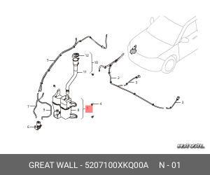 Бачок омывателя HAVAL F7,F7x OE 5207100XKQ00A GREAT WALL