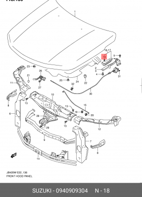 Клипса SUZUKI молдинга OE 09409-09304 SUZUKI