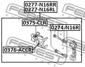 Втулка направляющая задн суппорта NISSAN PRIMERA P11 1996-2001 0274-N16R 0274-N16R FEBEST