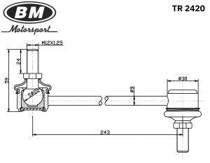 Стойка стабилизатора переднего, праваялевая, BM TR2420 TR2420 BM MOTORSPORT
