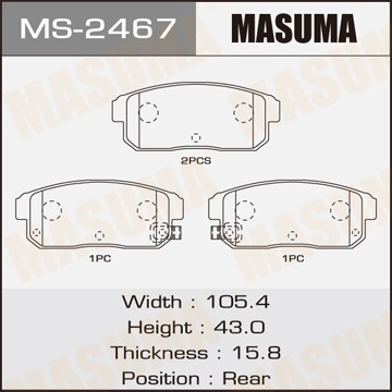 колодки дисковые з.!\ Mazda RX-8 2.6i, Suzuki Ignis 1.3/1.5i 01> MS2467 MASUMA