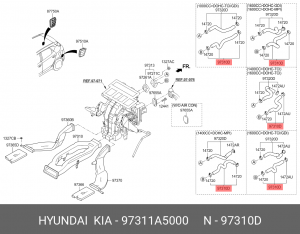 Патрубок HYUNDAI Elantra (00-) KIA Ceed (12-) системы охлаждения OE 97311A5000 HYUNDAI KIA